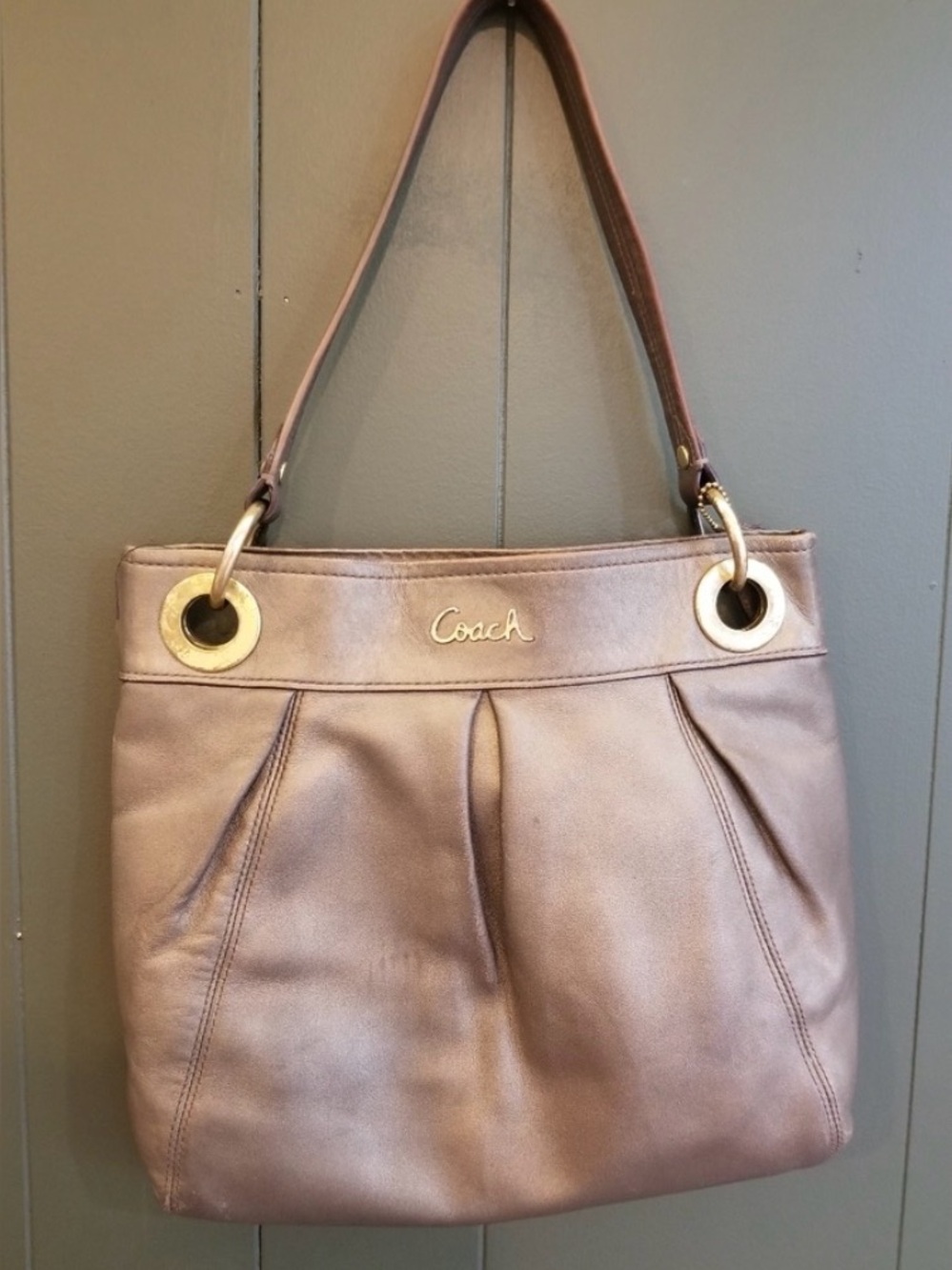 Coach Pewter Metallic Leather Bag